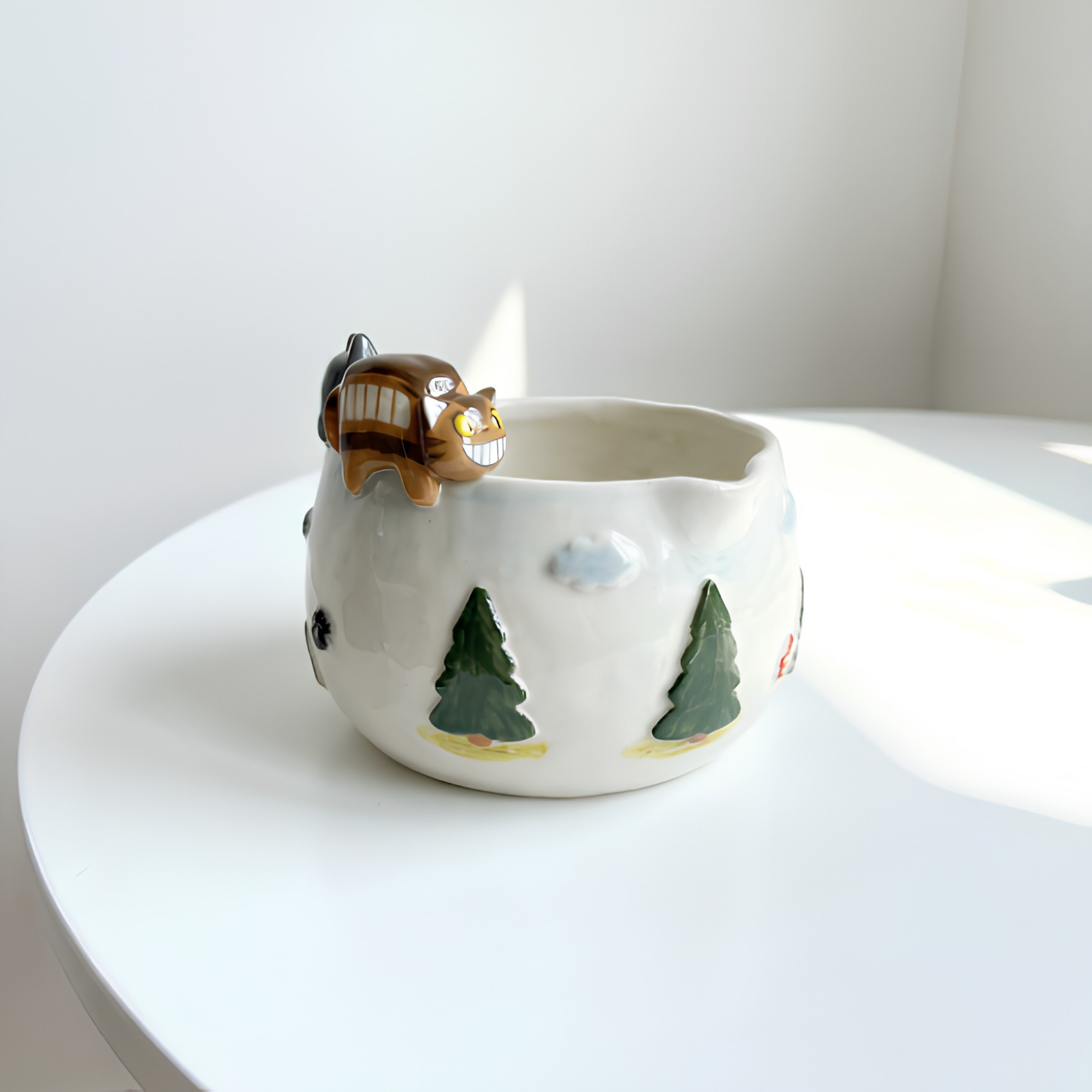 Studio Ghibli Inspired Totoro & Catbus Matcha Set–Handcrafted Ceramic Tea Bowl • HX01