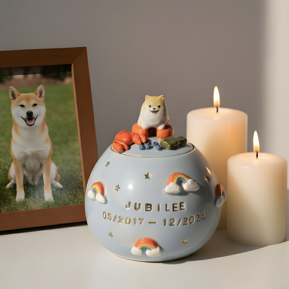 Pet urn Rainbow | Personalized Ceramic Keepsake | LA202