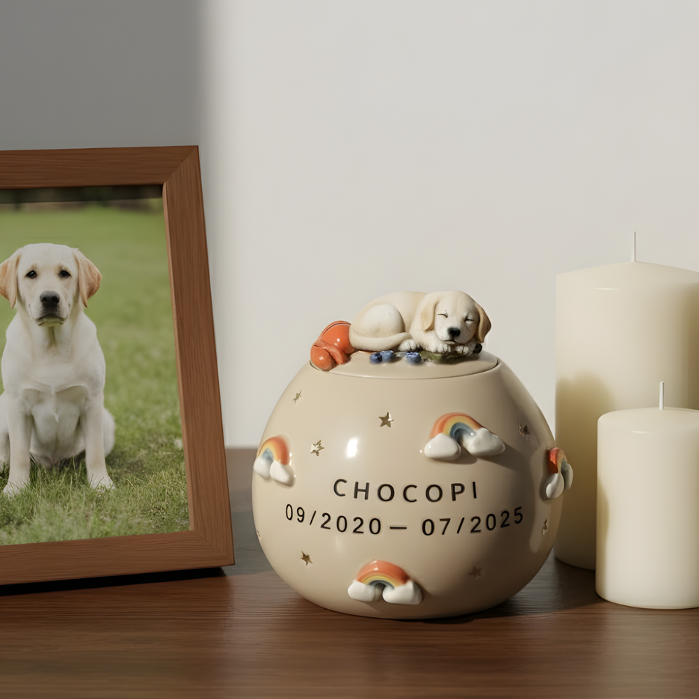 Pet urn Rainbow | Personalized Ceramic Keepsake | LA202