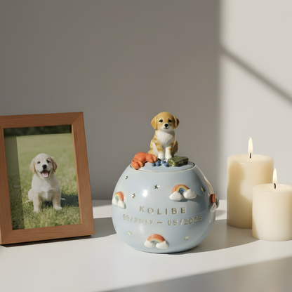 Pet urn Rainbow | Personalized Ceramic Keepsake | LA202