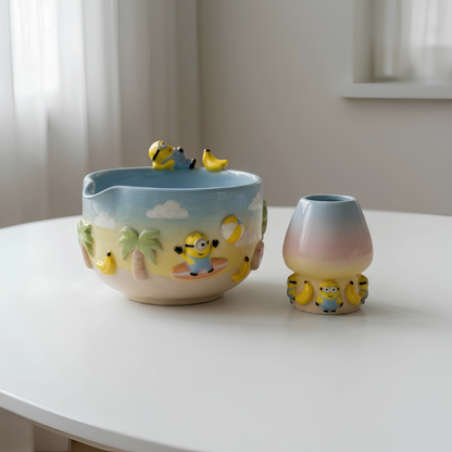 Ombre Minion Matcha Bowl | Handmade Ceramic Chawan | LA027