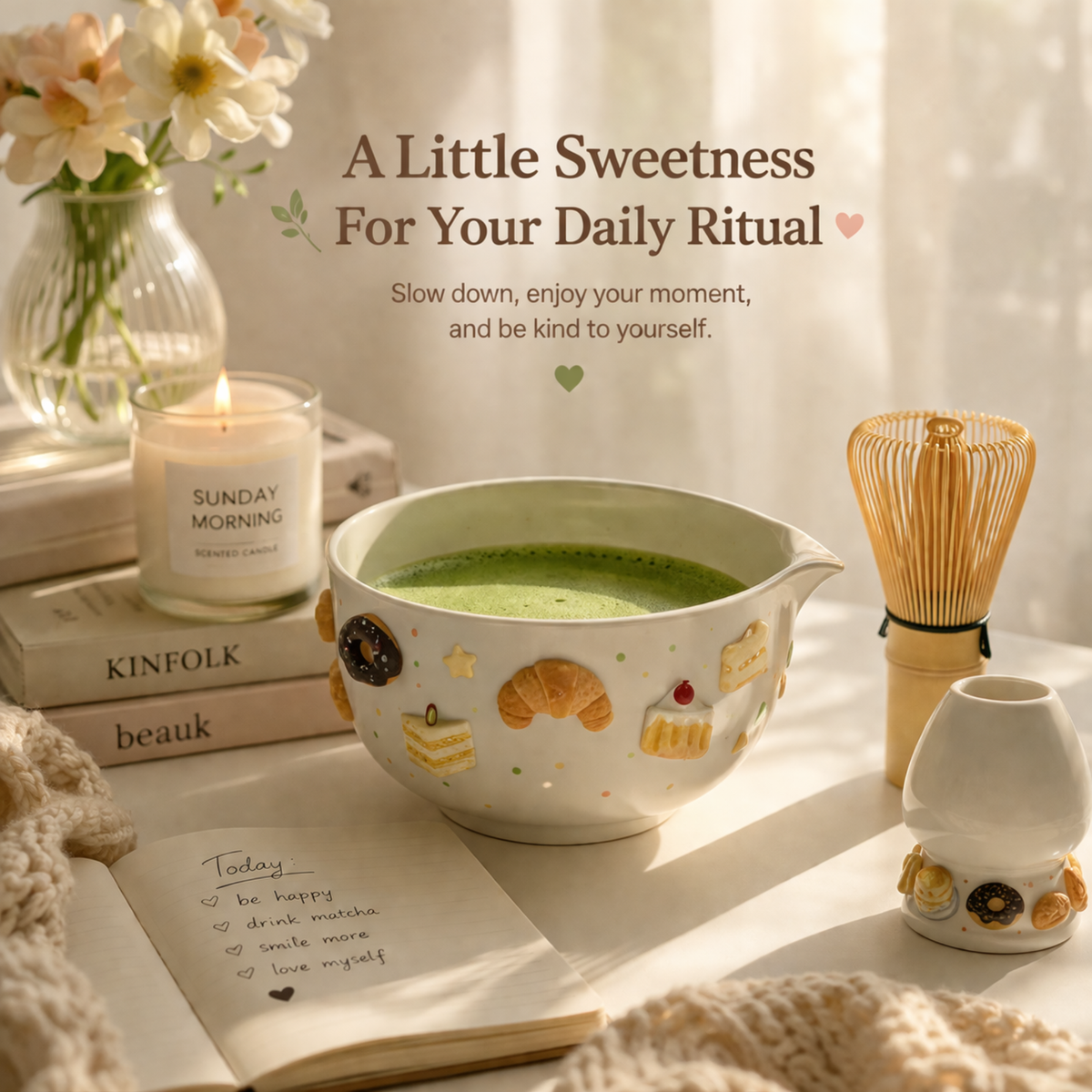 Cake Matcha Bowl | Handmade Matcha Bowl Set | LA035