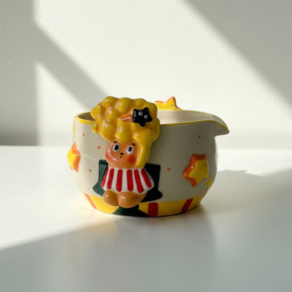 Twinkle Popcorn Movie Night 3D Handcrafted Ceramic Matcha Bowl and Whisk Holder Set • HX09