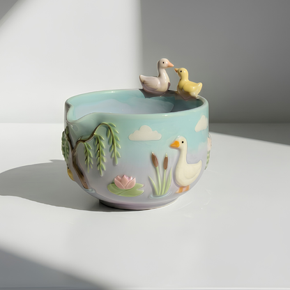Ombré Goose Silly Matcha Bowl | Handmade Ceramic Chawan | LA020