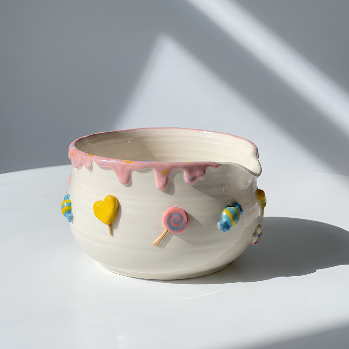 Handcrafted Sweet Candy Ceramic Matcha Bowl and Whisk Holder Set • HX25