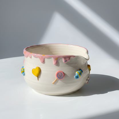 Handcrafted Sweet Candy Ceramic Matcha Bowl and Whisk Holder Set • HX25