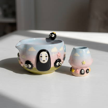 Ombre Noface Matcha Bowl | Handmade Ceramic Chawan | LA026
