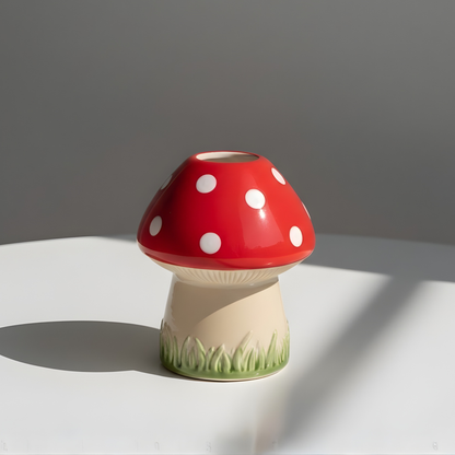 Handcrafted Mushroom Garden Ceramic Matcha Bowl and Whisk Holder Set • HX42