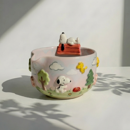 Ombre Snoopy Matcha Bowl | Handmade Ceramic Chawan | LA013