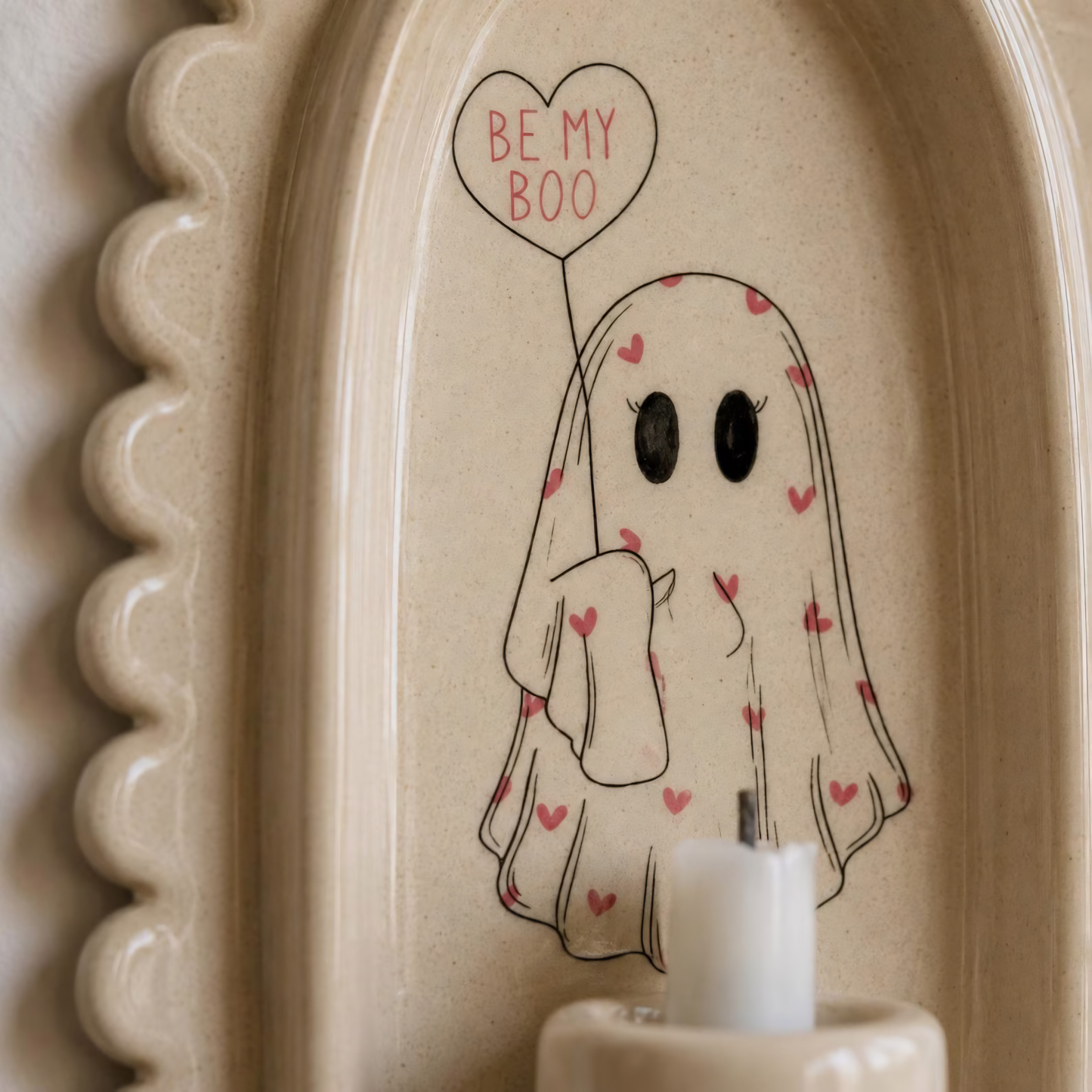 Halloween Wall Decor, Ghost Candle Holder, Handmade Ceramic Wall Sconce, Taper Candle Holder, Cute Spooky Home Decor | LA139