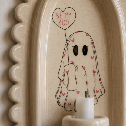Halloween Wall Decor, Ghost Candle Holder, Handmade Ceramic Wall Sconce, Taper Candle Holder, Cute Spooky Home Decor | LA139