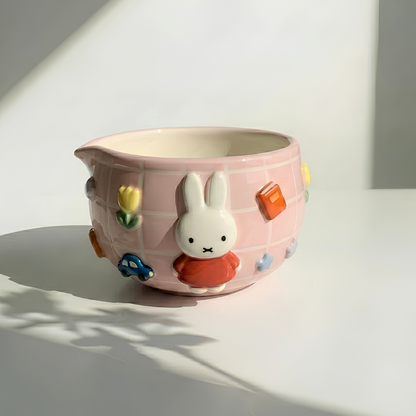 Checkered Miffy Matcha Bowl | Handmade Ceramic Chawan | LA024