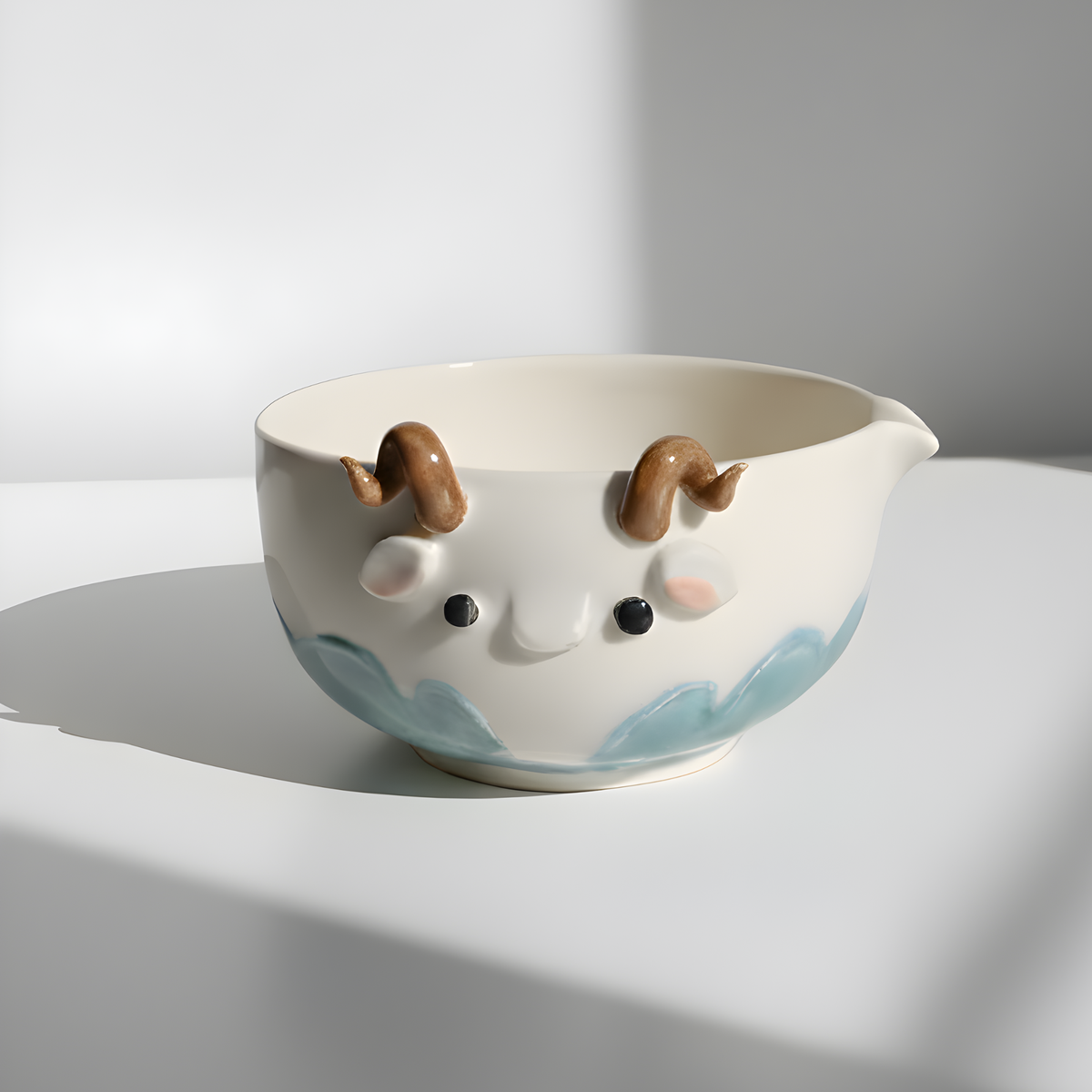 Handcrafted 3D Baby Dragon Ceramic Matcha Bowl with Spout • HX18