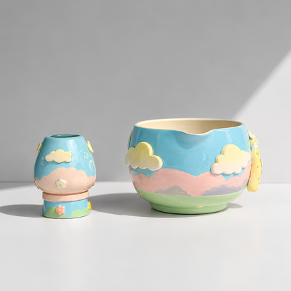 Limited Cry Baby 3D Handcrafted Ceramic Matcha Bowl and Whisk Holder Set – Whimsical Matchawan • HX03
