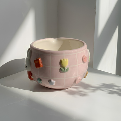 Checkered Miffy Matcha Bowl | Handmade Ceramic Chawan | LA024