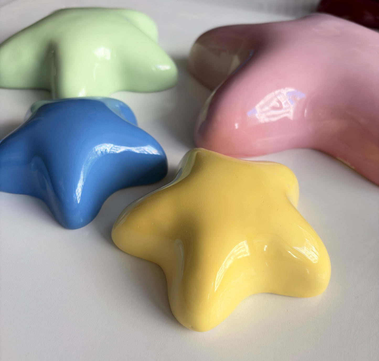 Handmade Ceramic Bubble Stars – Glossy Pastel Nursery Wall Art