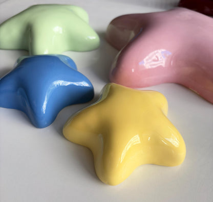 Handmade Ceramic Bubble Stars – Glossy Pastel Nursery Wall Art