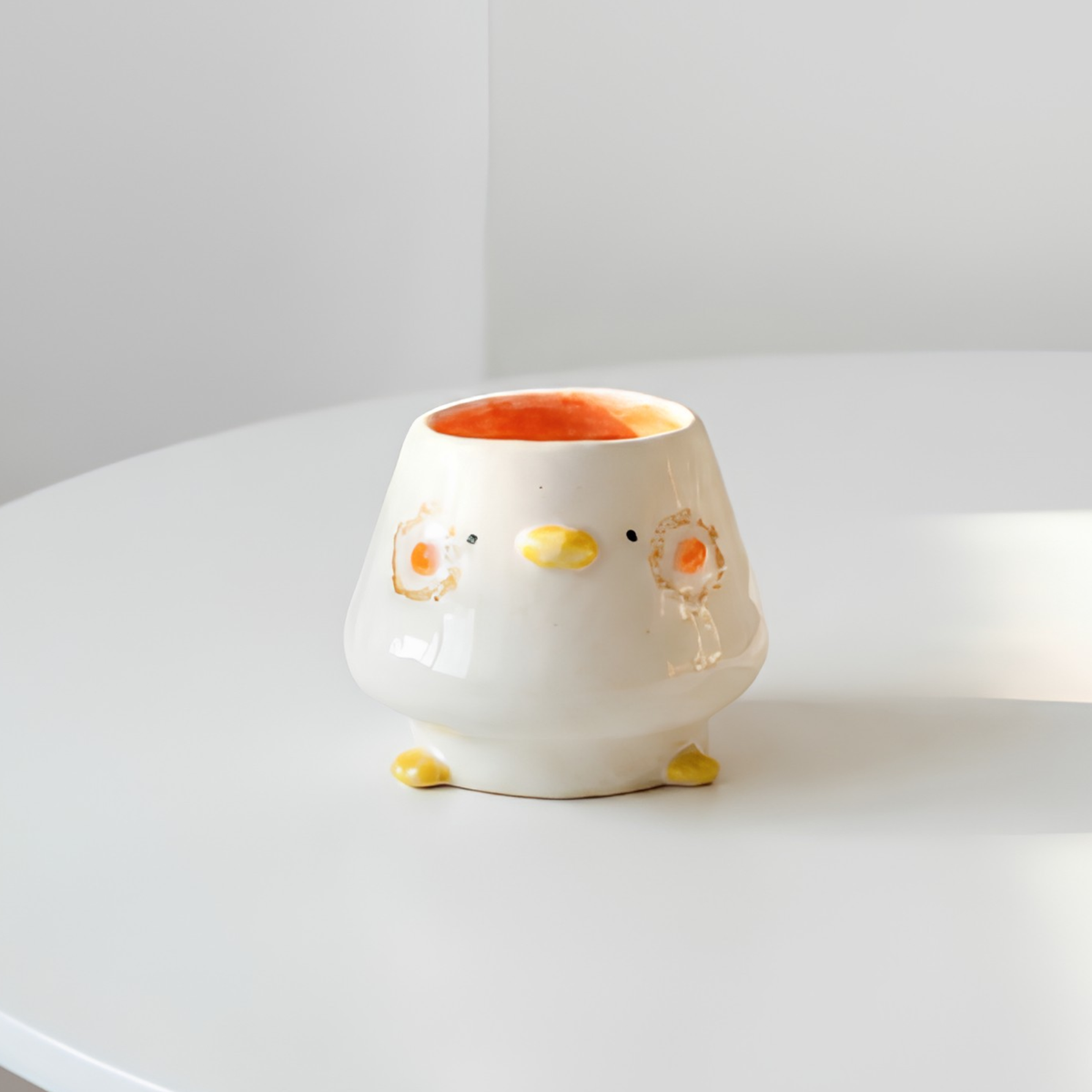 Handmade Kawaii Chick Ceramic Matcha Bowl Set | Aesthetic Breakfast Tea Set • HX60