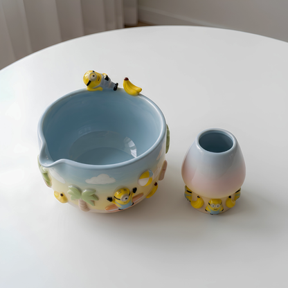 Ombre Minion Matcha Bowl | Handmade Ceramic Chawan | LA027