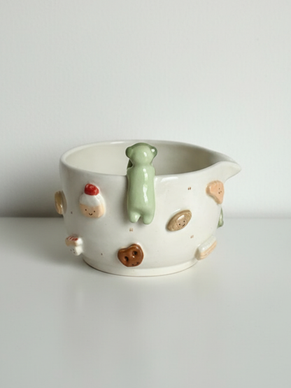 Smiski Bakery 3D Handcrafted Ceramic Matcha Bowl and Whisk Holder Set – Cozy Matchawan • HX04