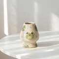 Handmade Cute Frog Ceramic Matcha Bowl Set | Kawaii Lily Pad Spouted Chawan & Whisk Holder • HX55