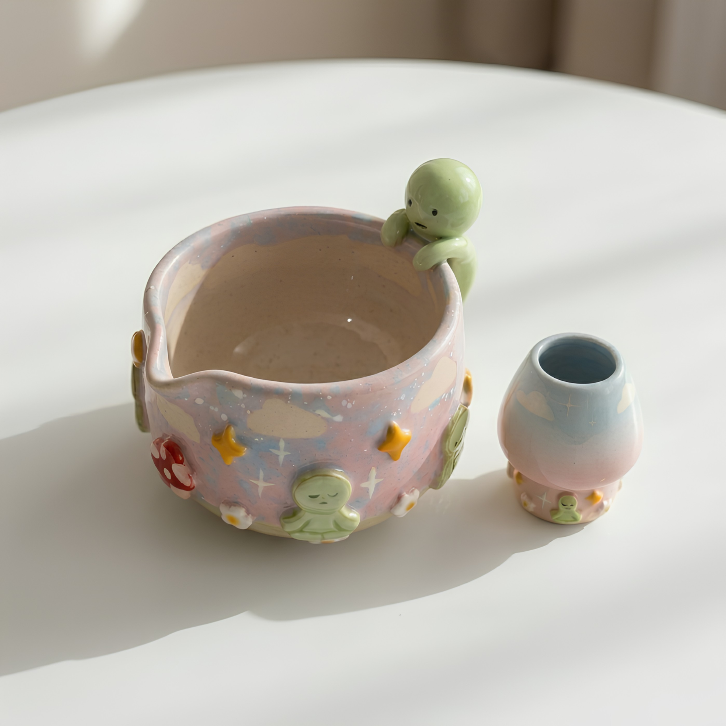 Ombré Smiski Matcha Bowl | Handmade Ceramic Chawan | LA021
