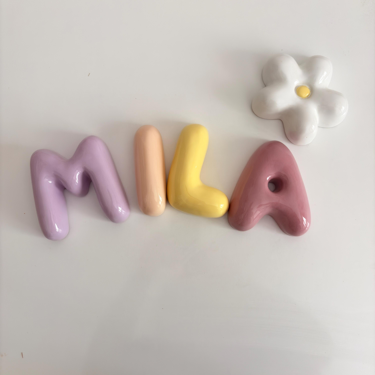 Ceramic Bubble Letters-Personalized Ceramic Letter- Handmade Wall Decor | LA006