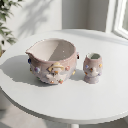 Grid Goose Silly Matcha Bowl Set, Handmade Magic Ceramic Chawan, Whimsical Tea Bowl, Fantasy Matcha Gift | Handmade Ceramic Chawan | LA030 (Copy)