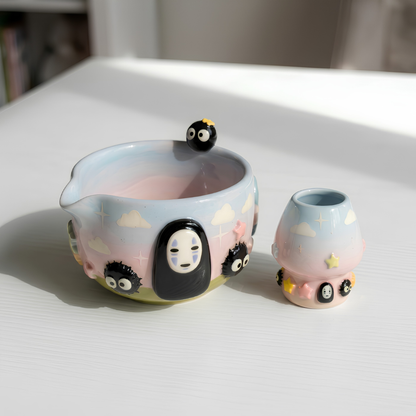 Ombre Noface Matcha Bowl | Handmade Ceramic Chawan | LA026