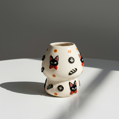 Kiki's Delivery Service 3D Handcrafted Ceramic Matcha Bowl and Jiji Whisk Holder Set • HX12