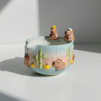 Ombre Cappybara Matcha Bowl | Handmade Ceramic Chawan | LA017