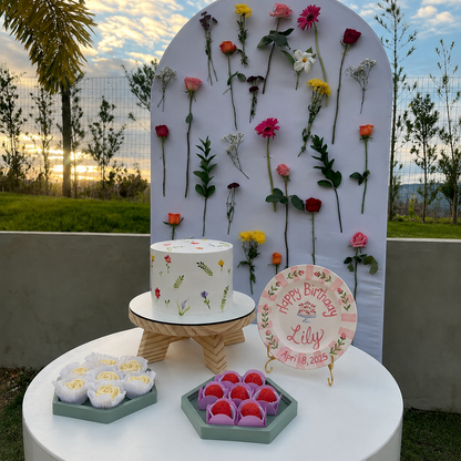Custom Hand Painted Ceramic Birthday Plate, Pink Striped Rose Dish, Personalized Birthday Plate Date, First Birthday Gift Girl | B014