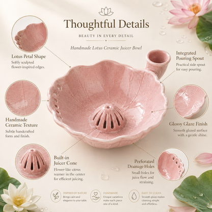 Handmade Lotus Leaf Ceramic Berry Colander | Aesthetic Fruit Strainer Bowl with Drainage Holes • HX53
