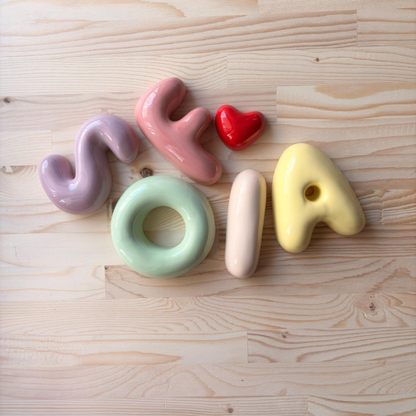 Personalized Baby Gift , Ceramic Bubble Letters-Personalized Ceramic Letter- Handmade Wall Decor | LA011