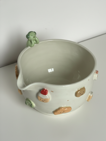 Smiski Bakery 3D Handcrafted Ceramic Matcha Bowl and Whisk Holder Set – Cozy Matchawan • HX04