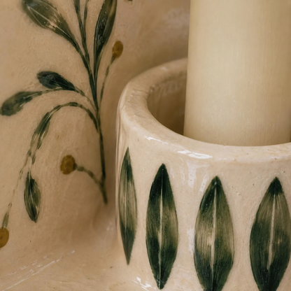 Wall Candle Holder, Ceramic Wall Sconce, Handmade Floral Candle Holder, Botanical Taper Candle Holder, Cottage Decor Gift | LA134