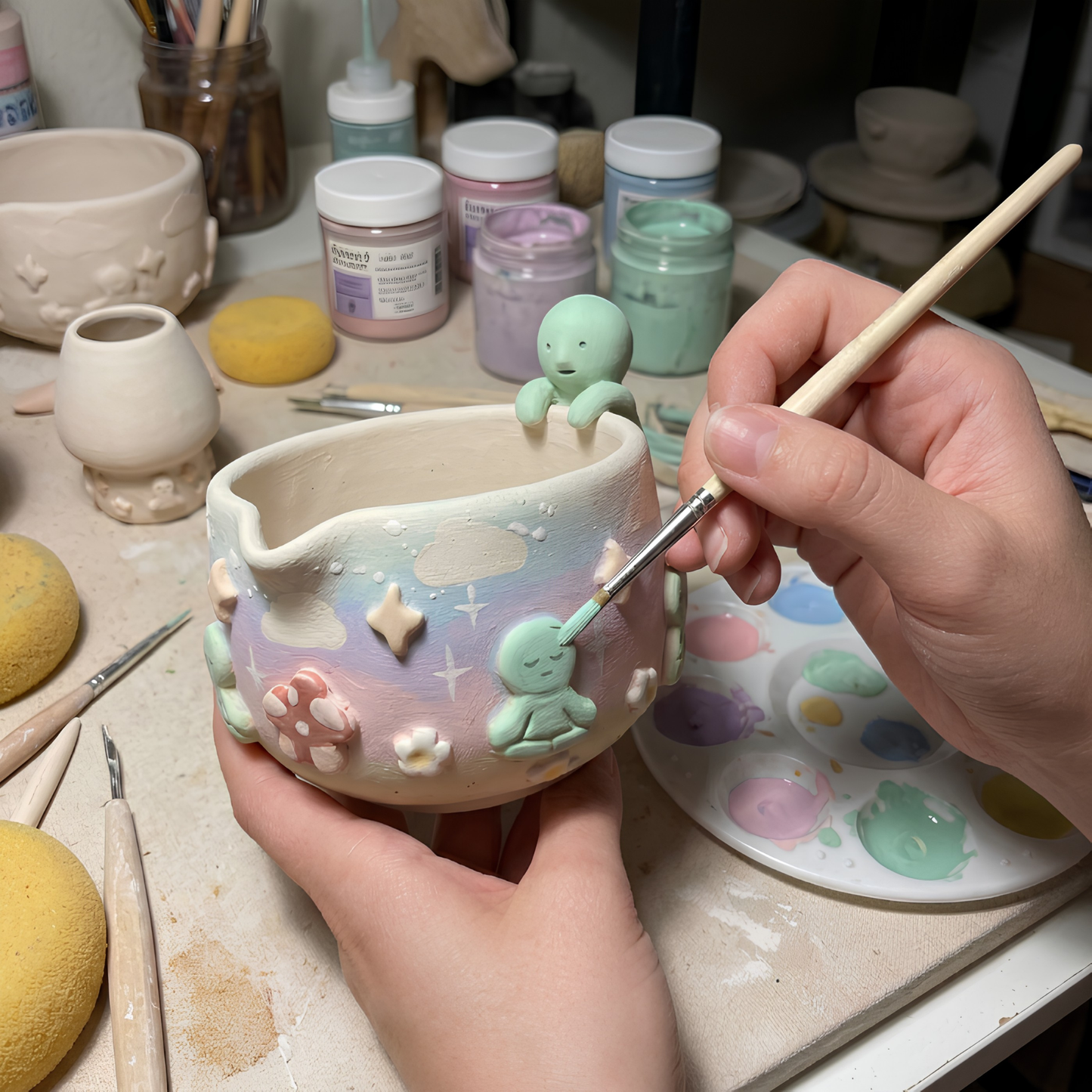 Ombré Smiski Matcha Bowl | Handmade Ceramic Chawan | LA021