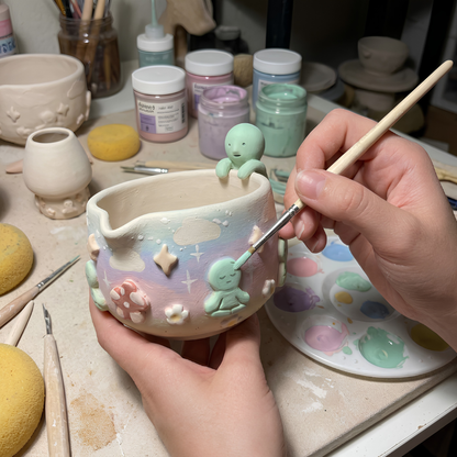 Ombré Smiski Matcha Bowl | Handmade Ceramic Chawan | LA021