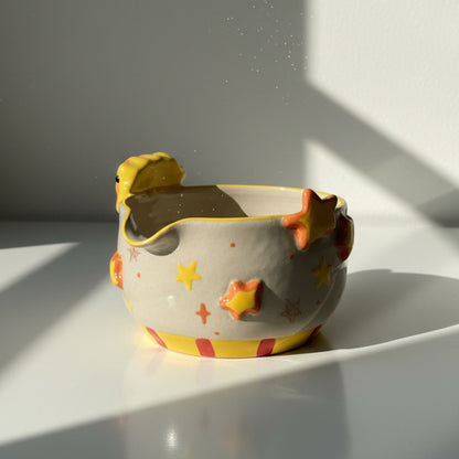 Twinkle Popcorn Movie Night 3D Handcrafted Ceramic Matcha Bowl and Whisk Holder Set • HX09