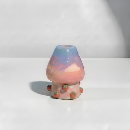 Handmade Cute Tomato Ceramic Matcha Bowl Set | Kawaii Spouted Chawan & Whisk Holder • HX54
