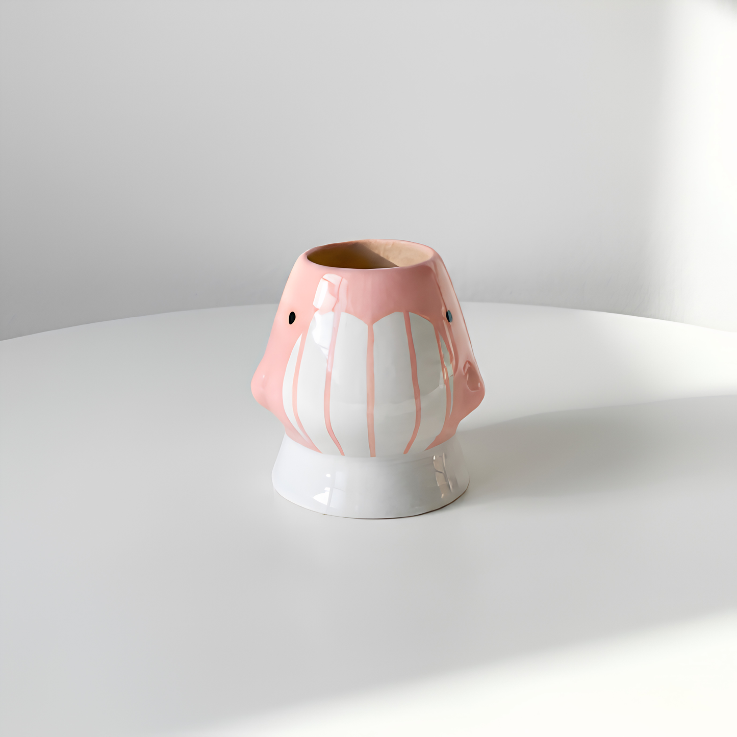 Cute Pink Dolphin Ceramic Matcha Bowl and Whisk Holder Set – Handcrafted Pastel Matchawan • HX13