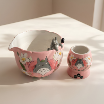 Pink Totoro Matcha Bowl | Handmade Ceramic Chawan | LA015