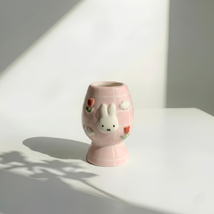 Checkered Miffy Matcha Bowl | Handmade Ceramic Chawan | LA024