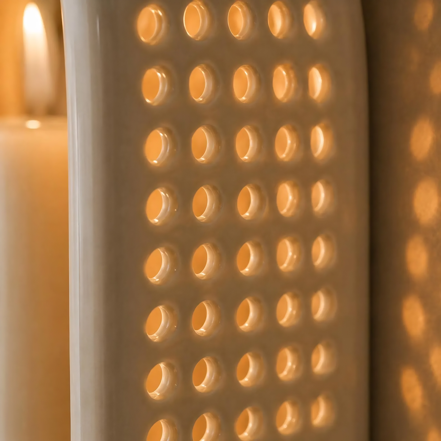 Perforated Ceramic Wall Sconce, Handmade Candle Lantern, Taper Candle Holder, Botanical Light Decor, Tealight Holder, Housewarming Gift | LA138