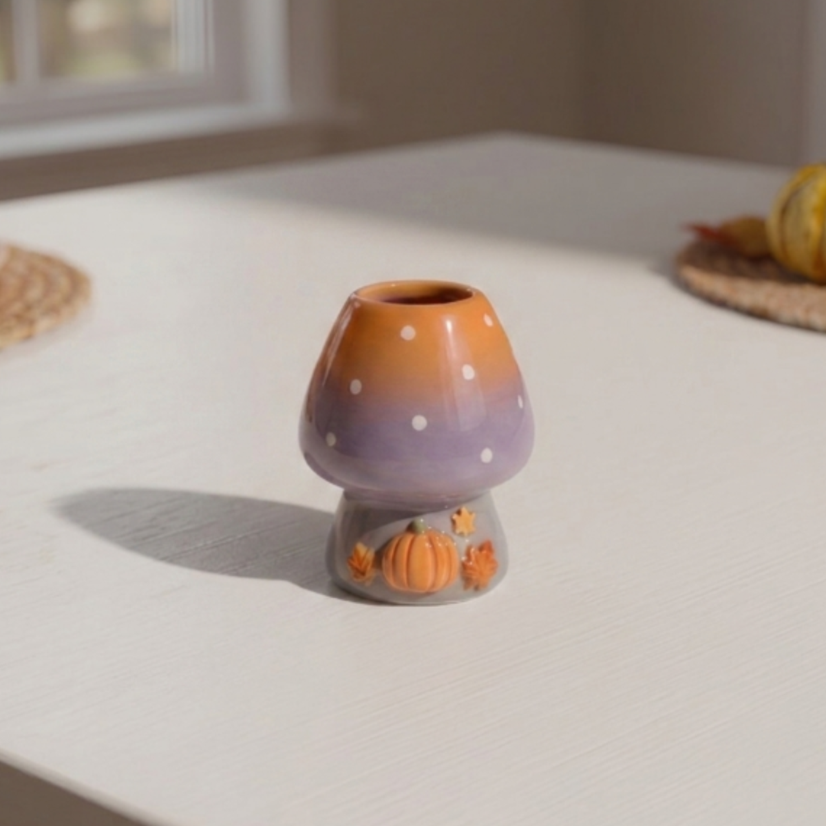 Ombre Halloween Matcha Bowl, Handmade Ceramic Matcha Set, Pumpkin Ghost Chawan with Whisk Holder | LA041