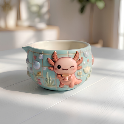 Grid Axolotl Matcha Bowl Set | Handmade Matcha Bowl Set | LA040