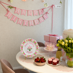 Personalized Pink Birthday Plate, Custom Ceramic Birthday Dish, Pink Gingham Rose Plate, Girls Birthday Tradition Heirloom Keepsake | B016