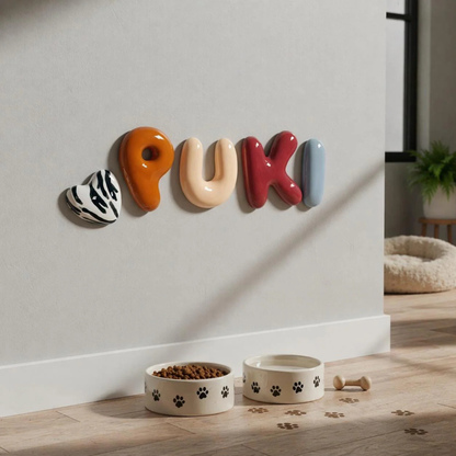 Personalized Ceramic Pet Name Letters – Mini 8cm Bubble Wall Decor | LA007
