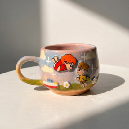 Studio Ghibli Ponyo & Sosuke 3D Handcrafted Ceramic Matcha Bowl and Whisk Holder Set • HX22
