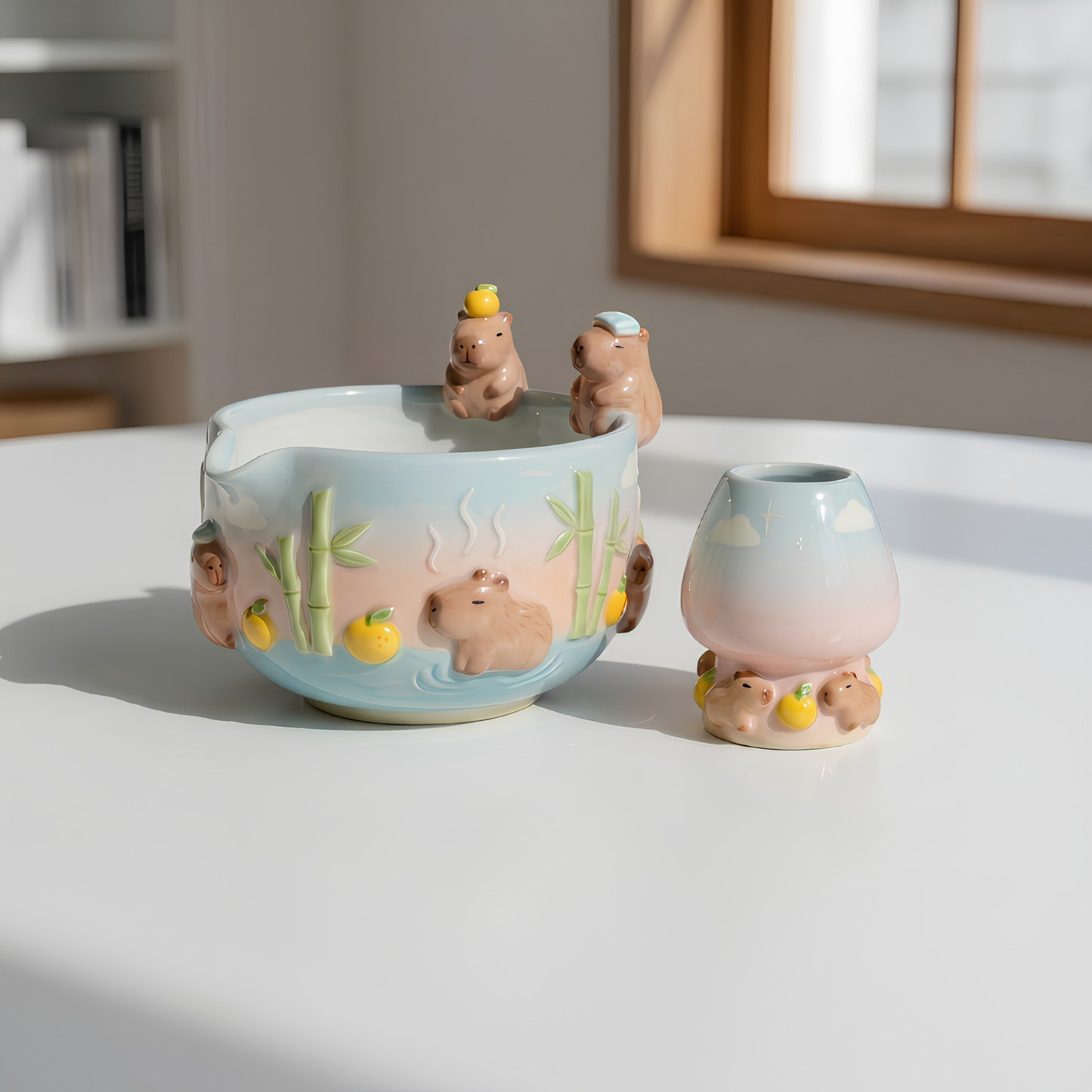 Ombre Cappybara Matcha Bowl | Handmade Ceramic Chawan | LA017